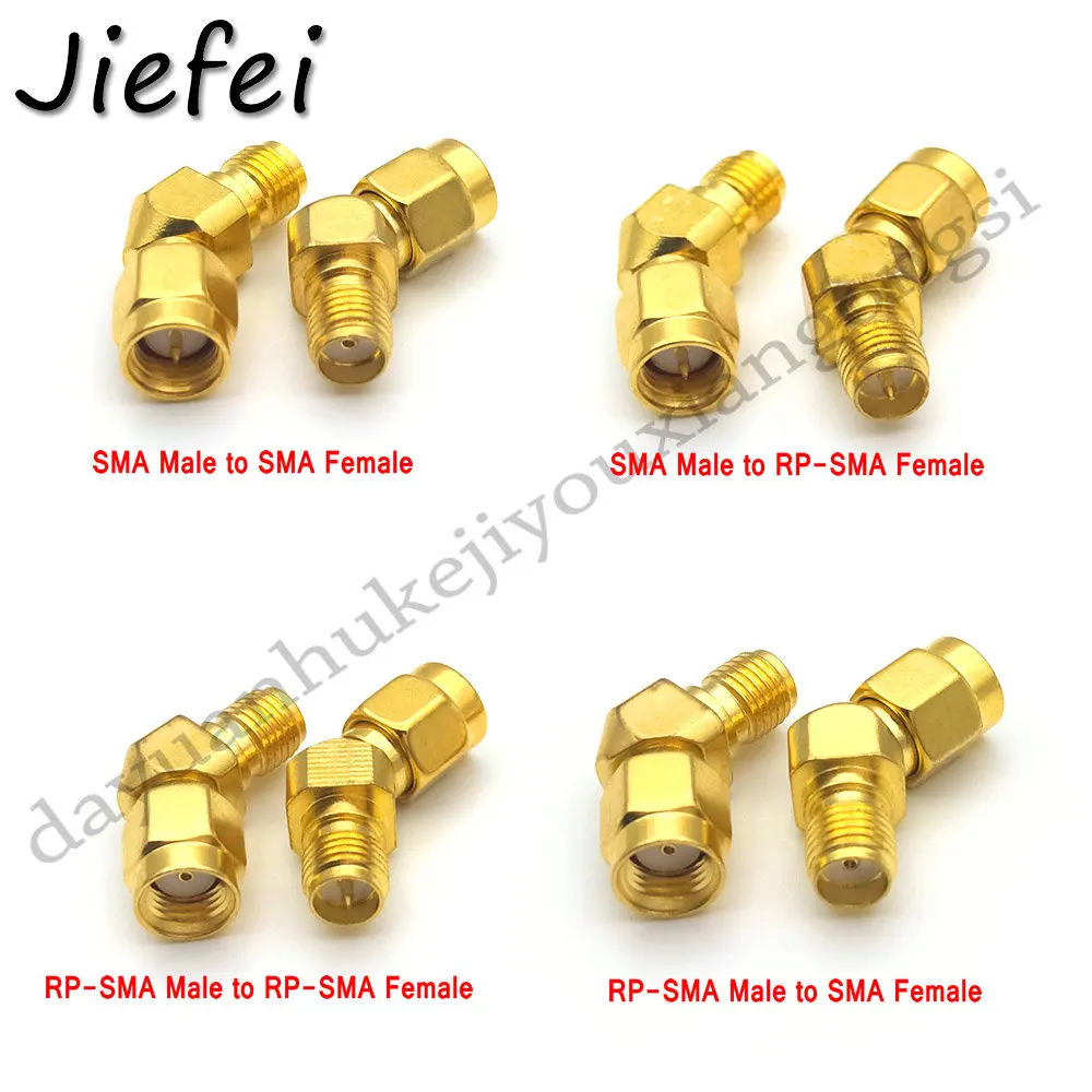 50PCS SMA connector 45 Degree 4 type RP SMA Male To RP SMA Female 45 135 Degree Adapter Connector