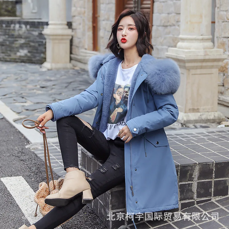 

Large Fur Collar down Jacket Cotton-padded Clothes Women's Mid-length 2019 New Style Winter WOMEN'S Dress-Style Korean-style Loo