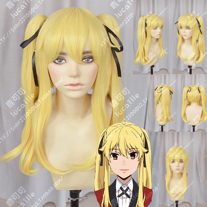 Kakegurui Mary Saotome Meari блонд конский хвост волос термостойкий косплей аниме парик +