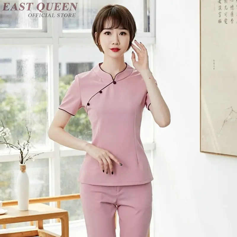 

Chinese Style Spa Beauty Salon Uniform Beautician Clothes Scrubs Medical Uniforms Women Spa Massage Beautician Uniform AS033