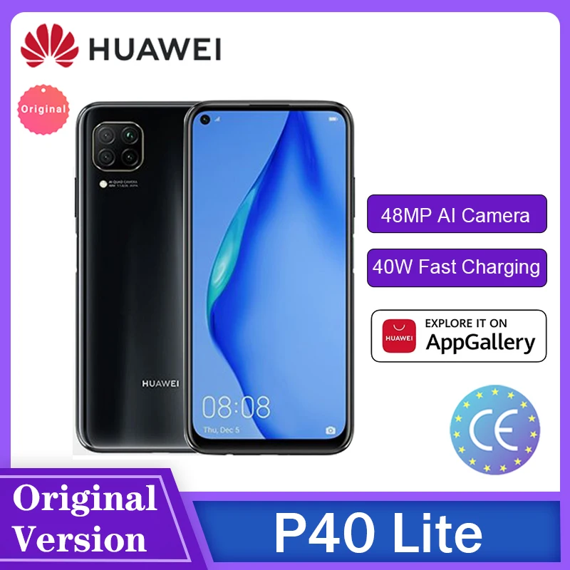Смартфон глобальная версия Huawei P40 lite 6 ГБ 128 AI камеры 48 МП FHD экран 4 дюйма Восьмиядерный процессор Kirin 810 40 Вт
