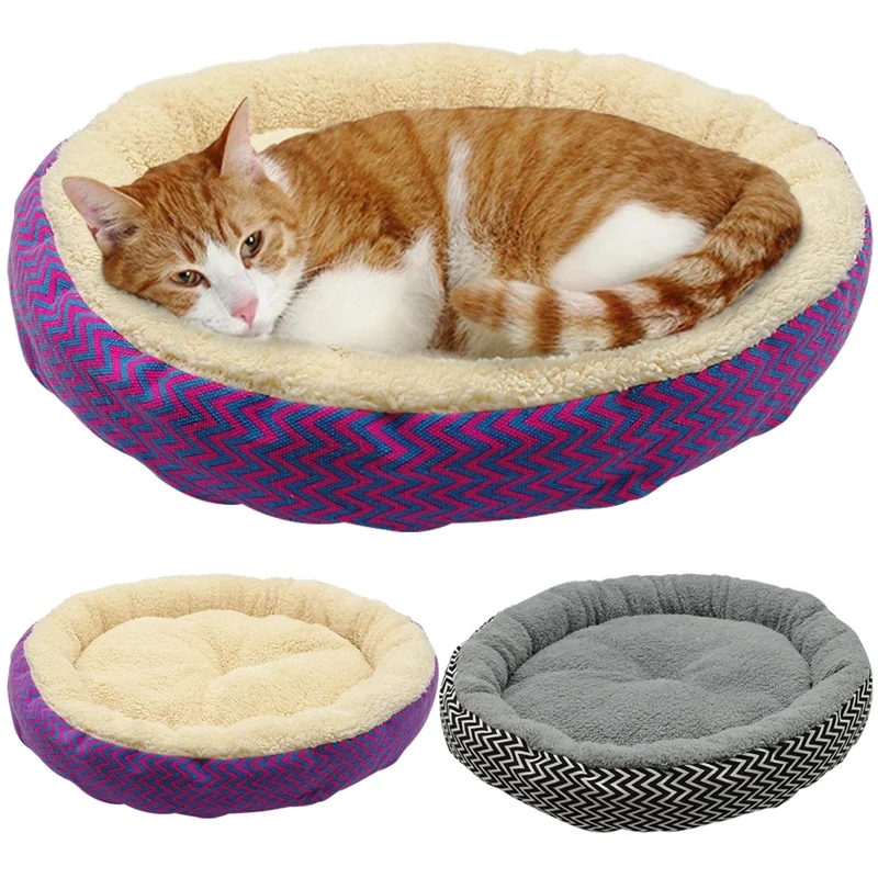 Soft Cat Bed House Round Bed Foldable Dog Sleeping Mat Cushion Nest Warm Kennel Pet Mat