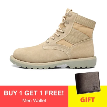 

Men's Boots' Mens Ankle Desert Boot Winter Round Toe Ankle Snow Boots Men Shoes Leather Military Boots Men Combat Lace-Up Size 9
