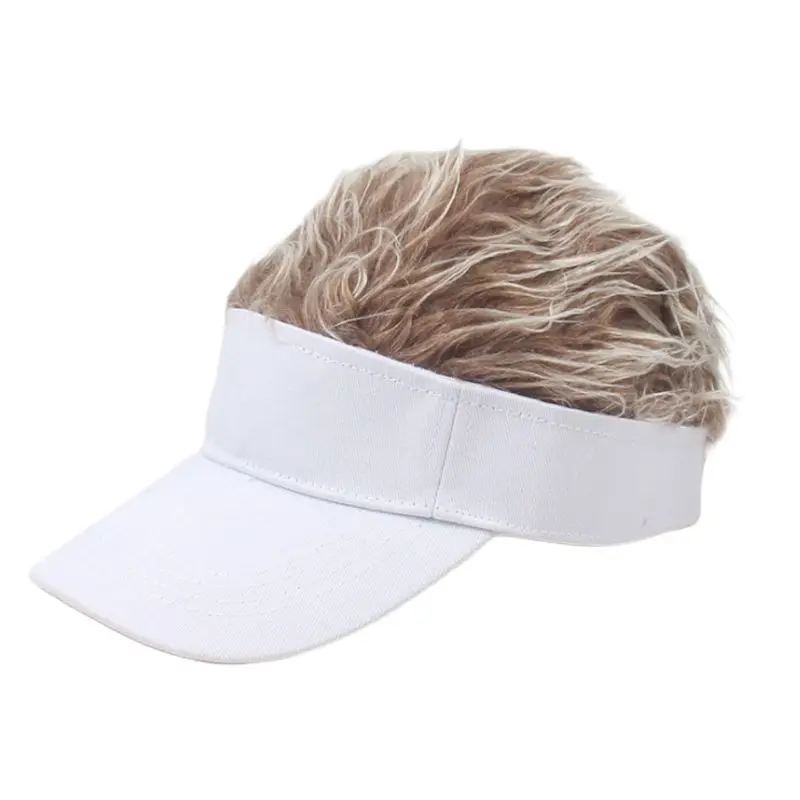 B3 as picture shown Adult Kids Funny Baseball Cap with Spiked Fake Hair Wig Solid Color Adjustable Snapback Sun Visor Hat Hip Hop Streetwear Gift - Цвет: B3 as picture shown