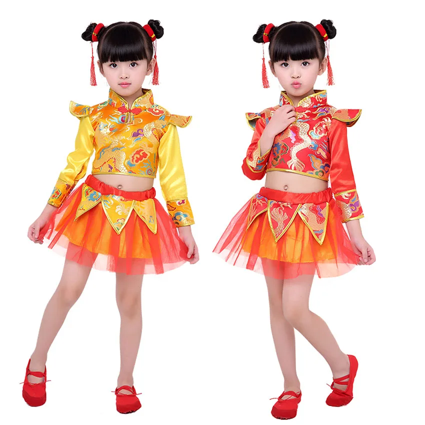Goedkoop Chinese Traditionele Nieuwjaar Kostuums Draak en Leeuw Dans Kinderen Kinderkleding Set Rode Kungfu Wushu Uniform Tang Pak Hanfu