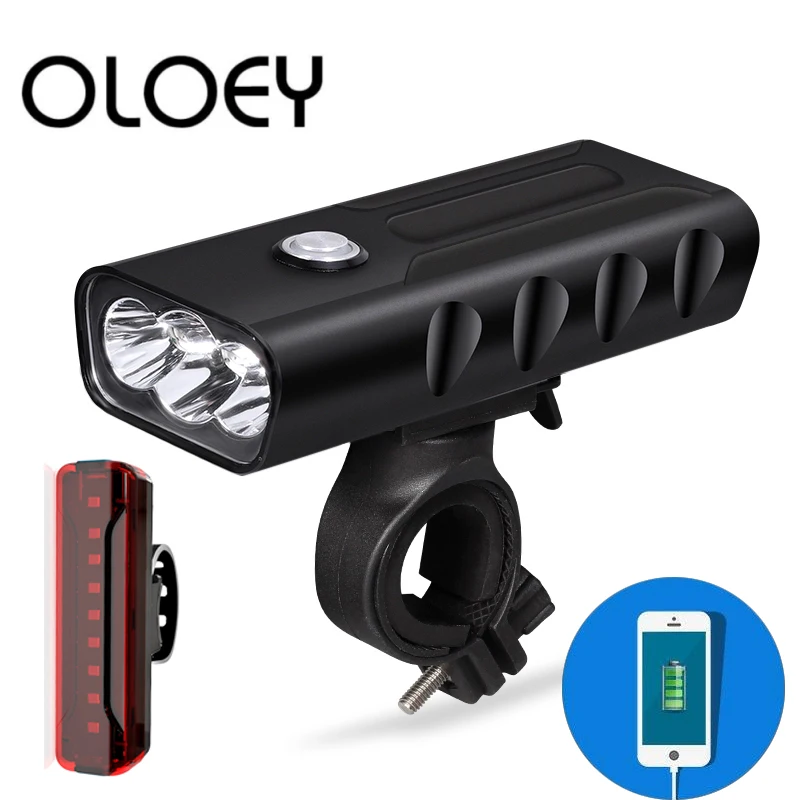 

OLOEY Bicycle Light FlashLight 5200mAh Headlight Lamp USB Rechargeable Front Light Night Cycling Taillight Bike Light T6 LED