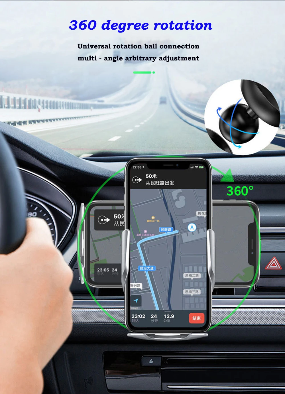 08Super Capacitor Car Wireless Charger Automatic Clamp 15W Fast Charge Mount 