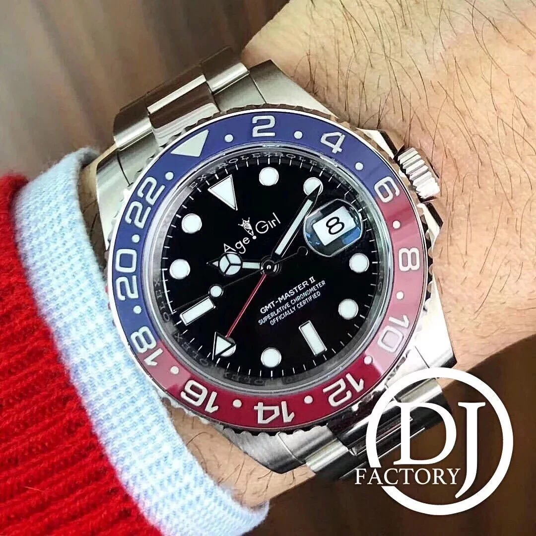 

Luxury Brand New Men Automatic Mechanical Watch Rose Gold Black Blue Ceramic Bezel GMT II Stainless Steel Sapphire Jubilee AAA+