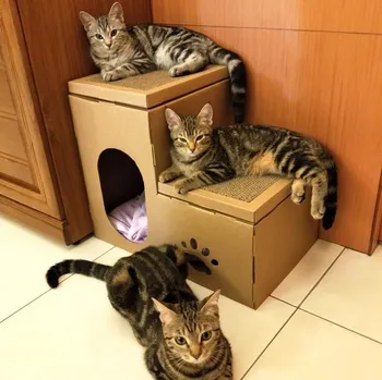 

Corrugated Paper Cat Nest Cat House Villa Ultra Large Cardboard Paper Box Nest Cat Cat House Windowsill Summer Universal