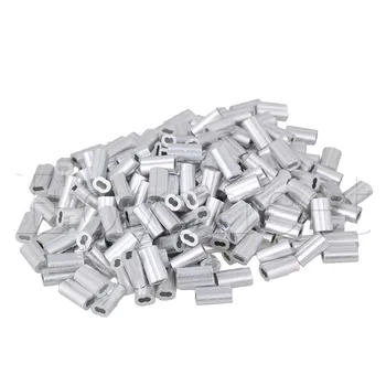 

200PCS Silver M1.2 Double Hole Wire Rope Aluminum Clamp Clip