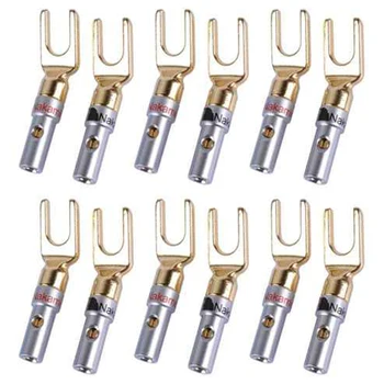 

Y Plug 45 Degree Terminal Spade Connector For Speaker Wires Diy/Speaker Connecti Wire Diy - Pack Of 12(6 Black + 6 Red)