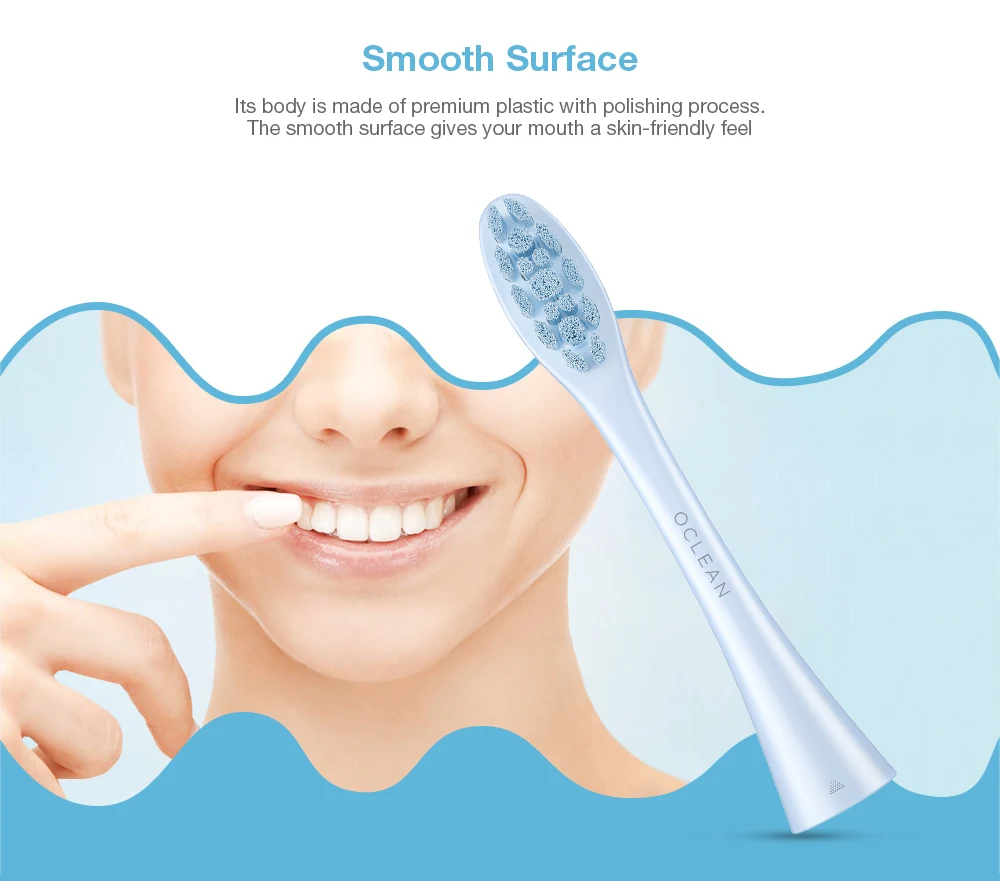 OCLEAN PW07 2PCS Replaceable Brush Heads for All OCLEAN Toothbrushes Soft Bristles Teeth Whitening