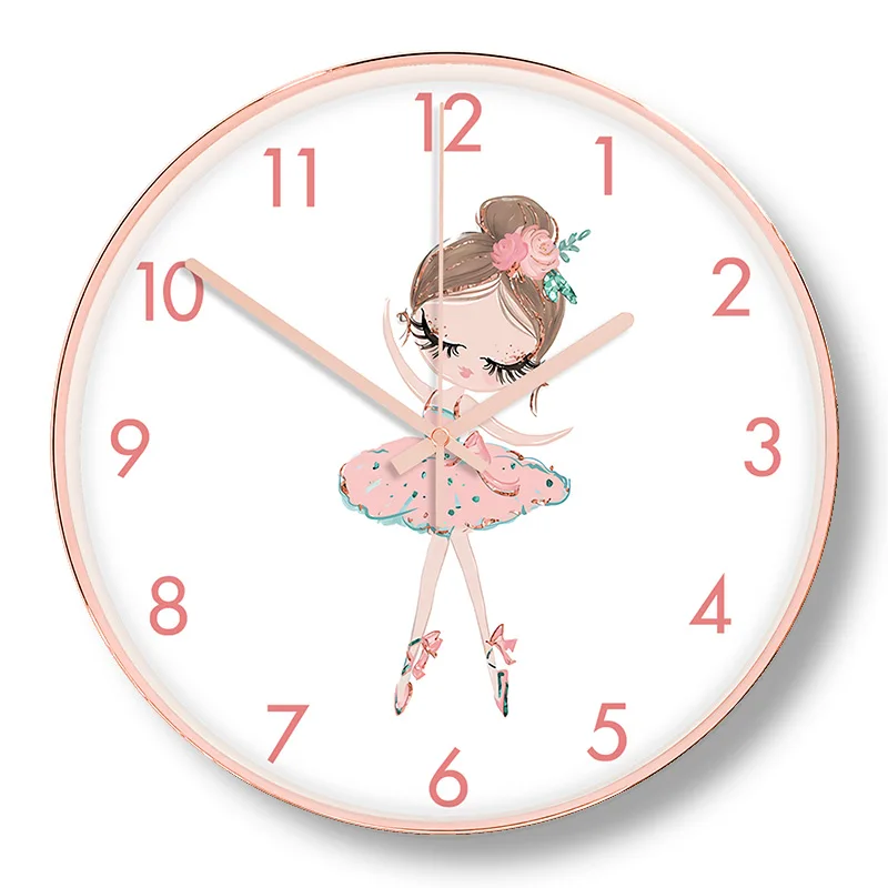 Тихие металлические круглые декоративные настенные часы розовые детские комнаты девушка сердце стильные настенные часы маленькие чистые и часы женские personaO313 - Цвет: J