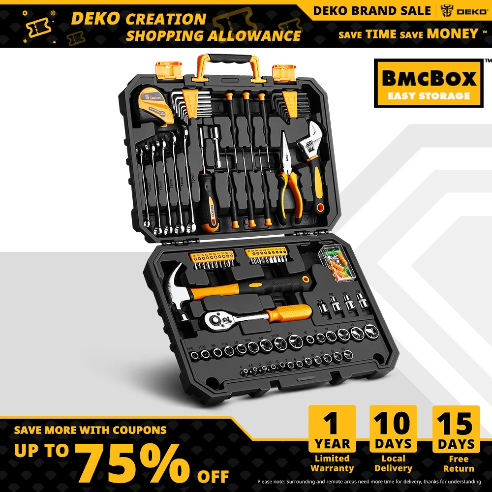 Coffret à Outils Deko 57 Pièces – Jeu De Douilles Et Clé Dynamométrique – Neuf