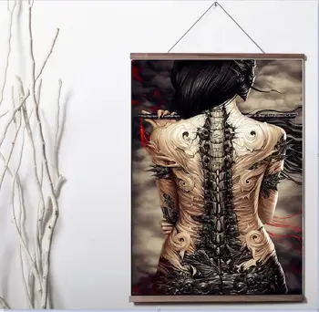 

Fantasy Art Assassin lady Modern Art Print canvas Poster Canvas Scroll Painting with wood