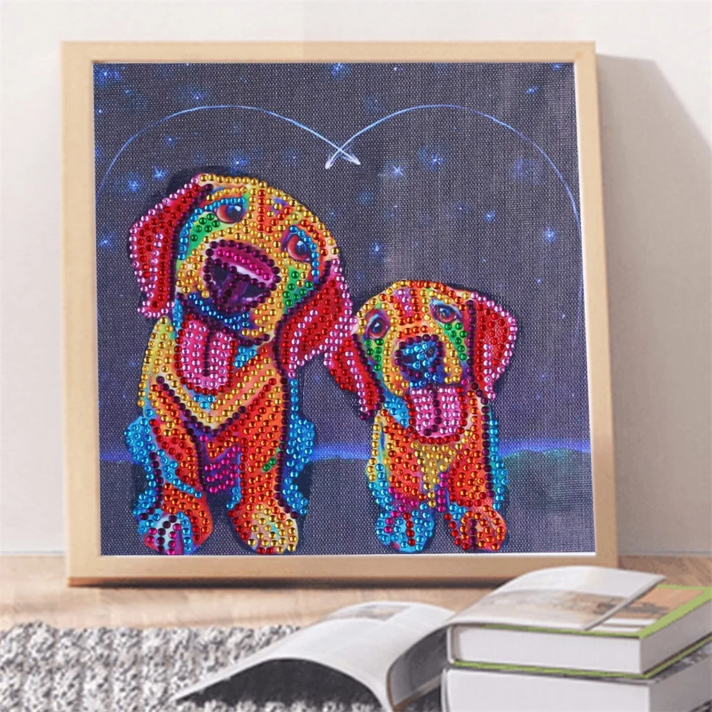 part square diamond painting, 5D diamond embroidery colorful animal dog cross stitch diamond, diamond mosaic, room decor poster