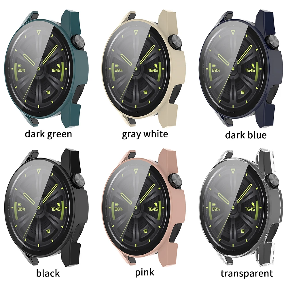 Durable Protective Case with Tempered Glass Screen Protector for Huawei Watch GT3 – All-Around Coverage