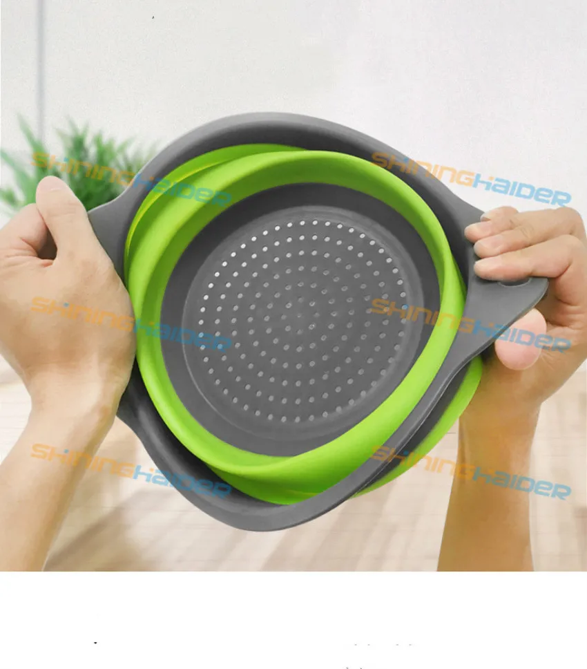 

Square drain basket folding drain basket telescopic folding fruit blue 2 piece set
