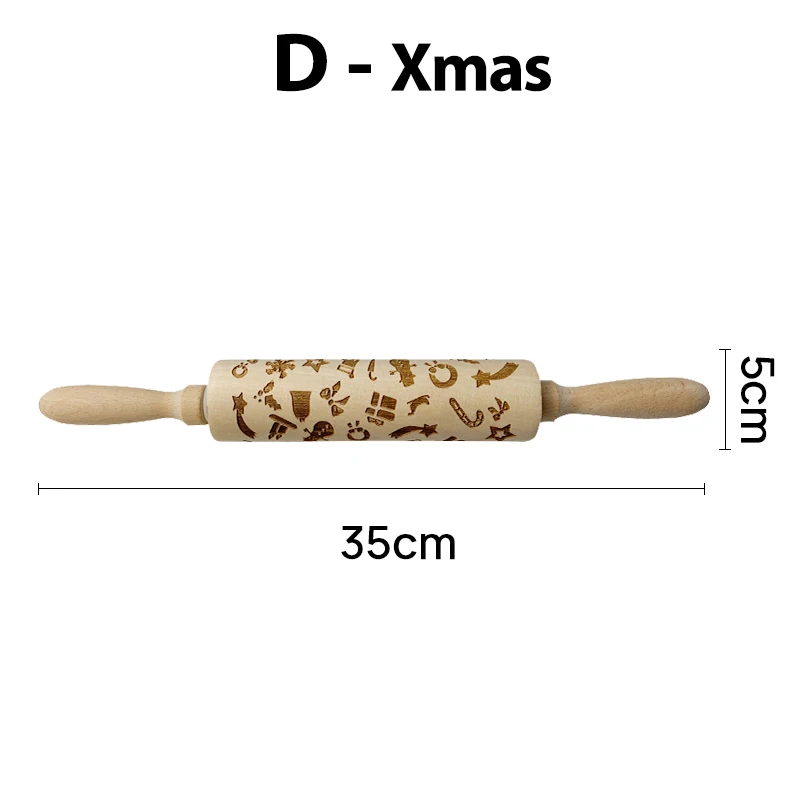 Wood Embossing Rolling Pin Fondant Dough Vintage Christmas Pattern Engraved Roller Stick DIY Pastry Tool Baking Accessories 2021