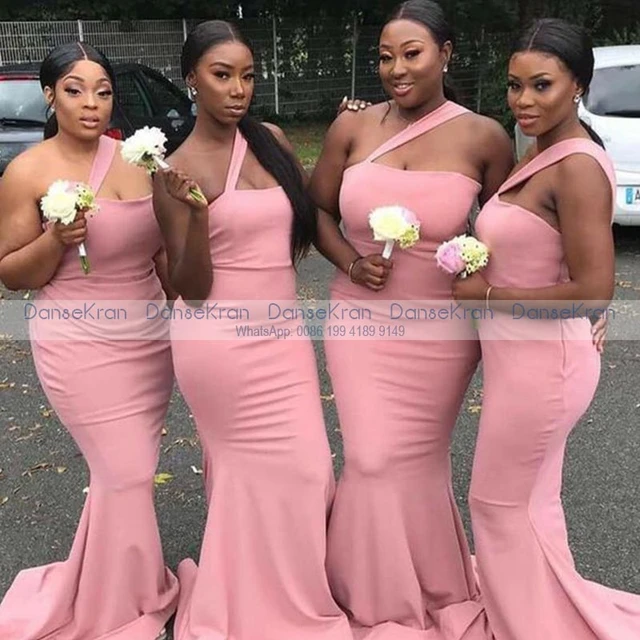 Baby Pink And Black Bridesmaid Dresses