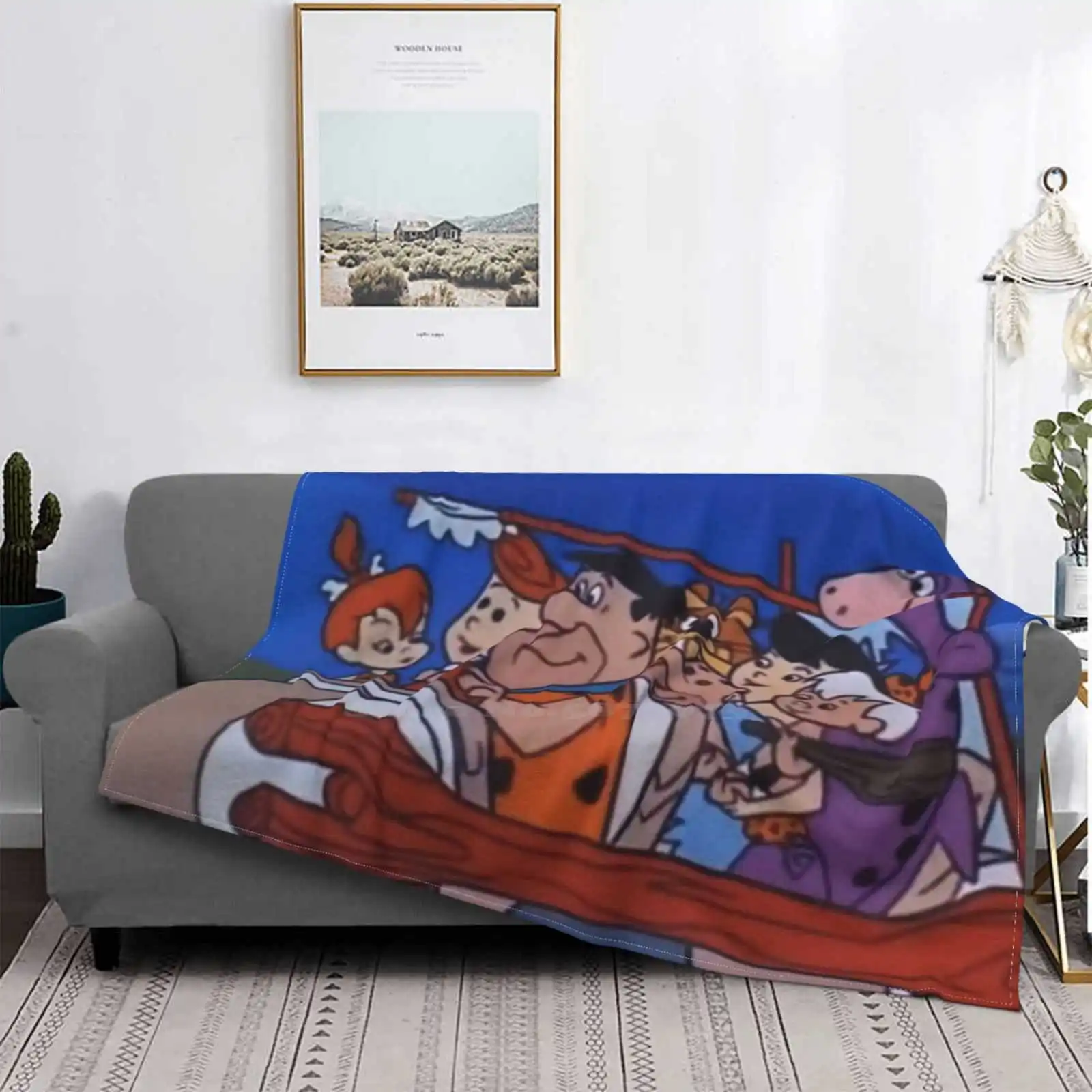 Trend Style Funny Fashion Soft Throw Coperta Flintstones Cartoon Fred Flintstone Pebbles Retro Bam Bam Vintage Bedrock