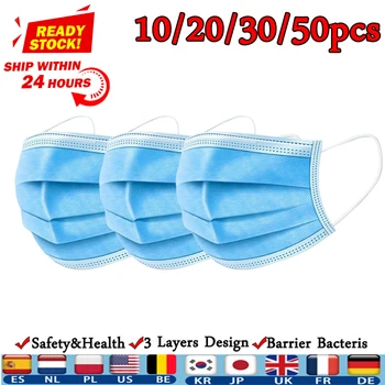 

In Stock 24 Hour Fast Ship Disposable Masks Adult Mask 3-Plyer Anti-Dust Nonwoven Elastic Earloop Face Masks Protective Mask