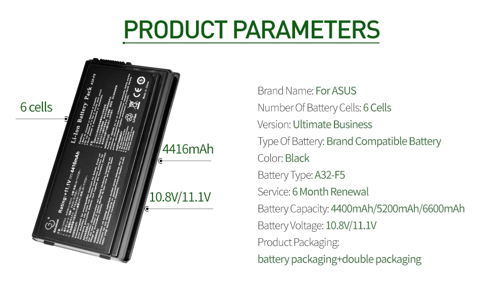 Golooloo 6 ячеек аккумулятор для ноутбука ASUS X50RL X50SL X50V X50VL 90-NLF1B2000Y A32-F5