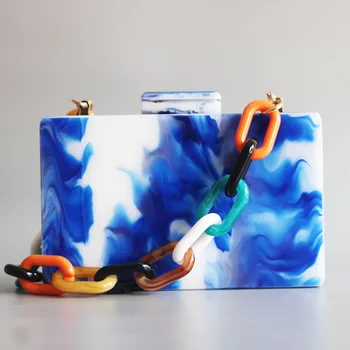 

Acrylic box Clutch mobile phone bag cross female mini shoulder small Pearl Marble Blue Evening Lady Wedding HandBag Wallet Purse