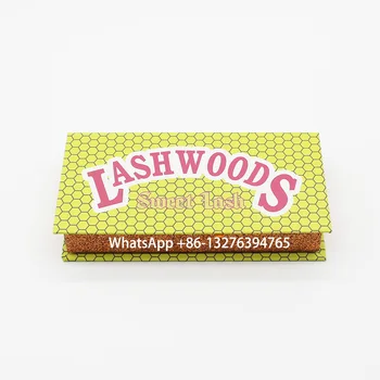 

2020 Hot Sale Yellow Lashwoods Lashes Cases Wholesale 20PCS Custom Mink Eyelashes Packaging Box Without Lashes Free Shipping