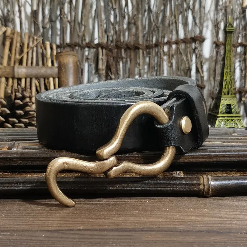 

Новый мужской кожаный ремень с пряжкой в стиле ретро, американский мужской ремень из чистой воловьей кожи 3,3 см