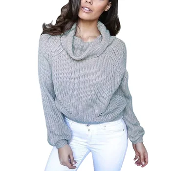 

Female Tops Women Sweater Clothes New Fashion 2020 Autumn Lantern Sleeve Half Turtleneck Lady Sweater Red
