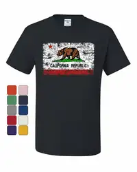 Флаг штата Калифорния футболка Кали CA гризли проблемных медведь футболка в стиле хип-хоп футболка, дешево, оптовая продажа, детские