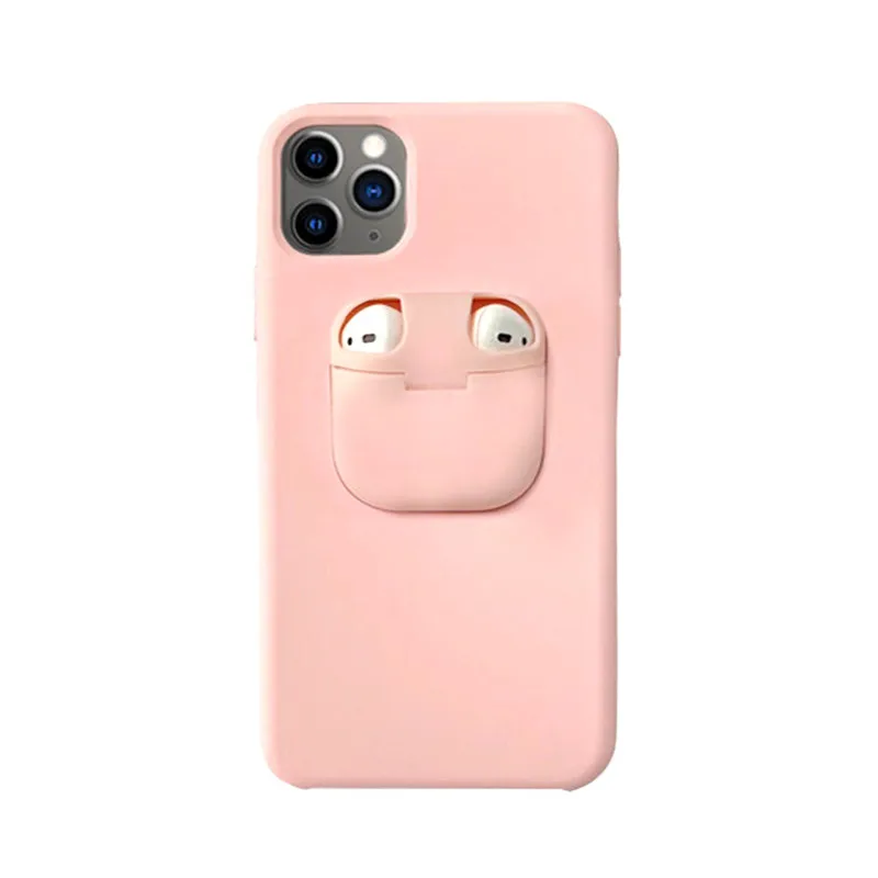 Розовый Для iPhone 11 Pro Max чехол Xs Max Xr X 10 8 7 Plus чехол для AirPods Держатель Жесткий Чехол дизайн для AirPods чехол милые цвета - Цвет: Розовый