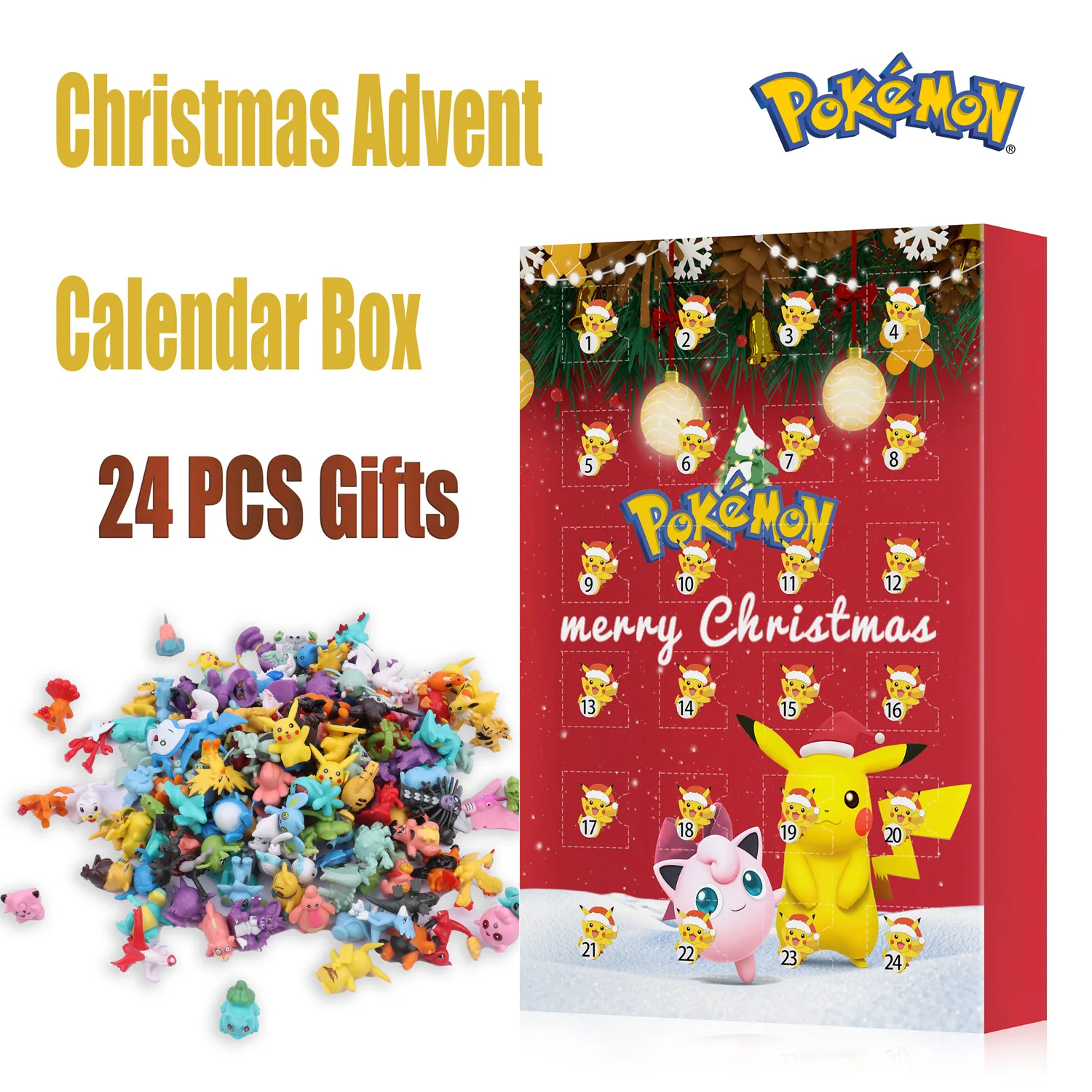 New 24pcs Pokemon Go Pikachu Hand Made Ornaments Christmas Advent Calendar Blind Box Children Christmas Toy Gift Action Figures Aliexpress