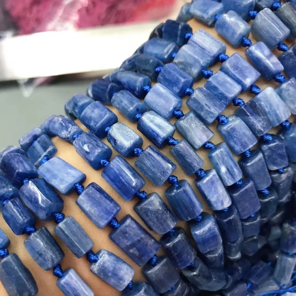 Кианит синий столб граненый 10*7 мм для DIY ювелирных изделий свободные бусины FPPJ бусины Природный камень Пряжка мира