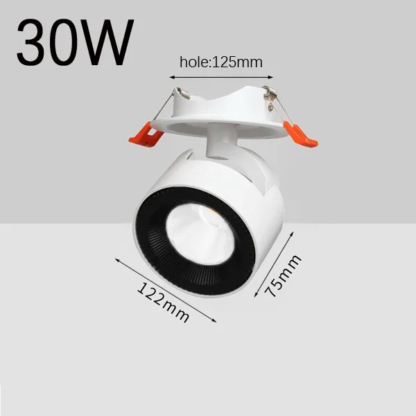30W White Встраиваемый прожектор вращается на 360 градусов светодиодный потолочный светильник одежда фон для магазина лампа cob прожектор - Испускаемый цвет: 30W White