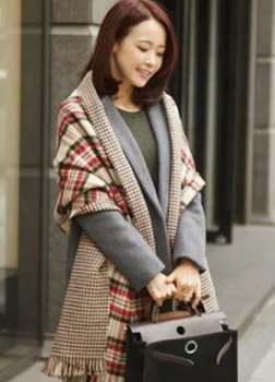 

2020 Women Scarves Wool Double Faced Thousand Bird Check Retro Shawl European And American Fashion Thickened Scarf