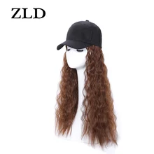 ZLD длинный чистый парик шляпа для женщин волнистый синтетический парик шляпа Повседневные шапки летняя шляпа Женская регулируемая хип хоп шапки