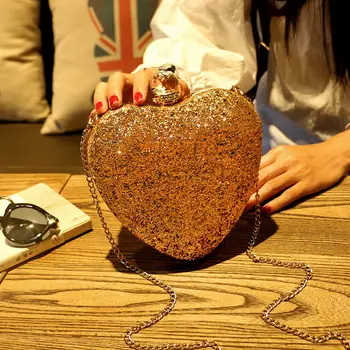 

Scrub Heart Shape Zirconia Crystal Micro Pave Women Clutch Bag Party Purse Lady Wedding Evening Bag Chain Shoulder Handbag Purse