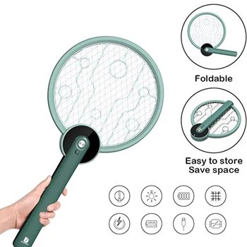 

2020 2 in 1 Foldable Electric Mosquito Chargeable Flyswatter Night Light Home and Kitchen Helper Mosquito Lamp