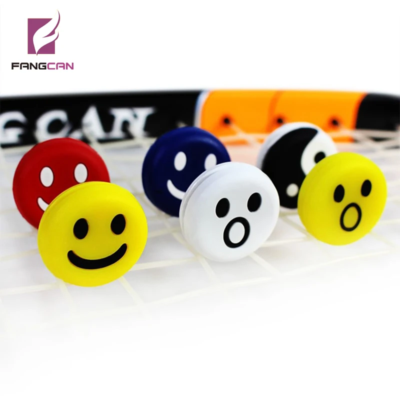 Tennis Accessories Tennis Racket Shock Absorber FANGCAN 6PC Smiley Face Tennis Dampener Silicone Tennis Racket Antivibrador