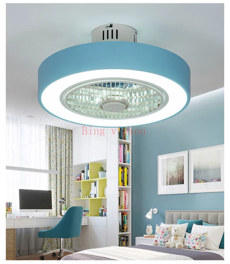 Modern minimalist white painted iron ceiling fan light crystal decorative acrylic LED lighting dimmable bedroom fan lamp AC220