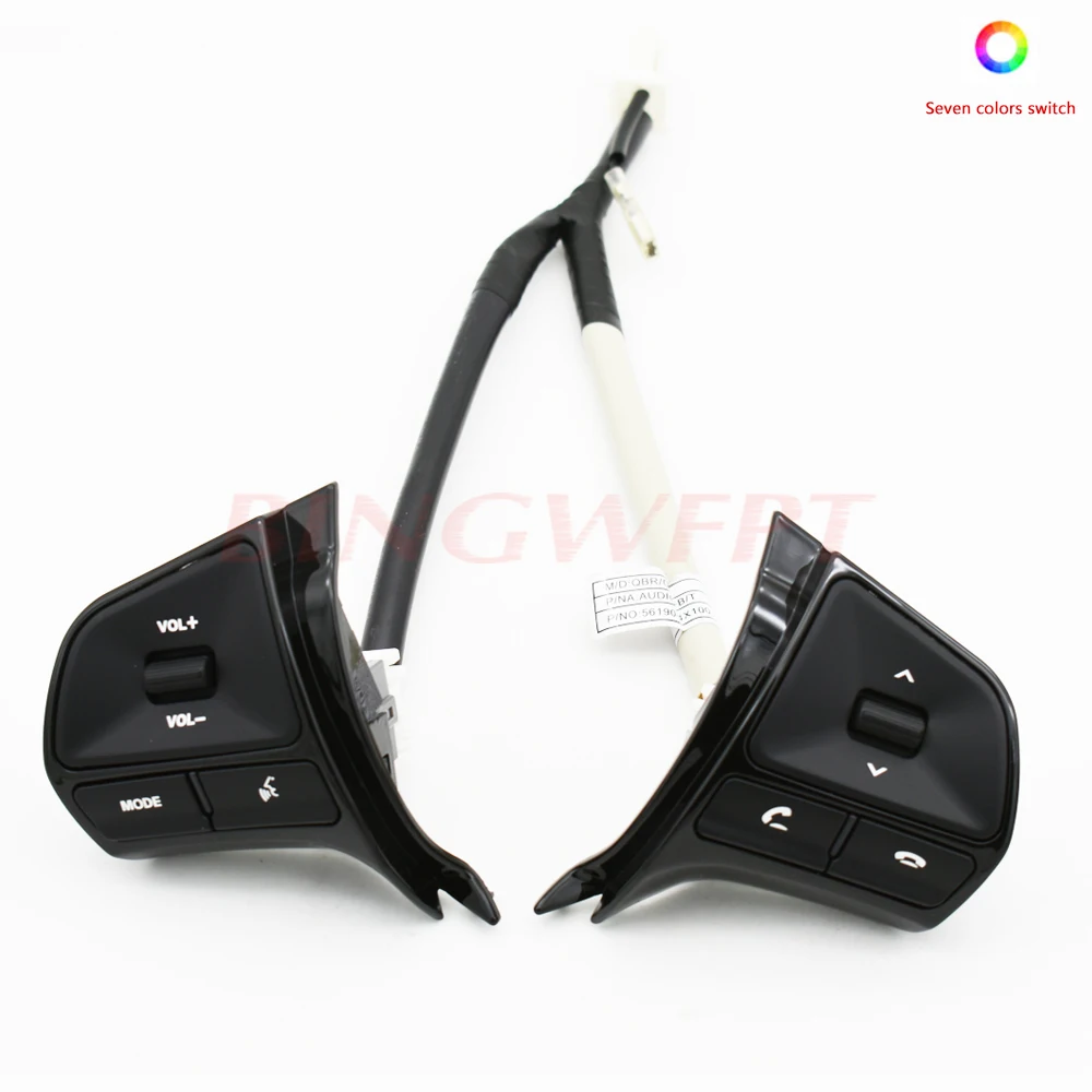 

7 color button for KIA RIO k2 2012-2014 multifunctional steering wheel control button Audio channel and bluetooth control button