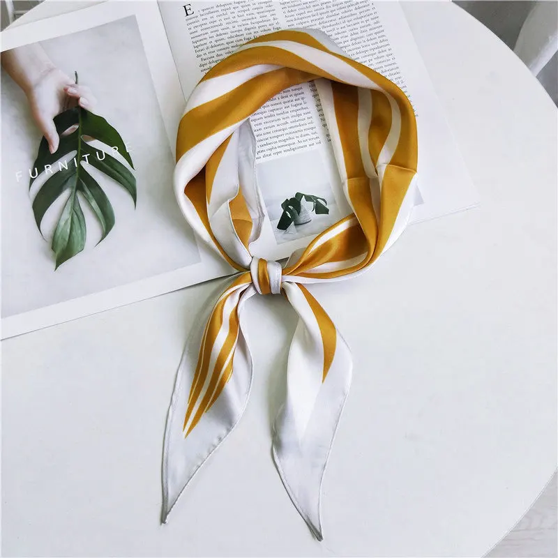 35*118 см осенний длинный шелковый шарф для женщин стюардесса Шелковый шейный платок для волос Снуды платок - Цвет: yellow