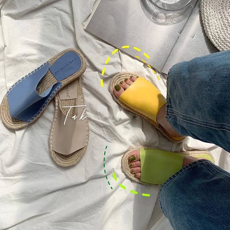 

Slipper Women's South Korea Travel Beach Straw Flax Summer Fashion Outer Wear Flat Versatile han ban xie
