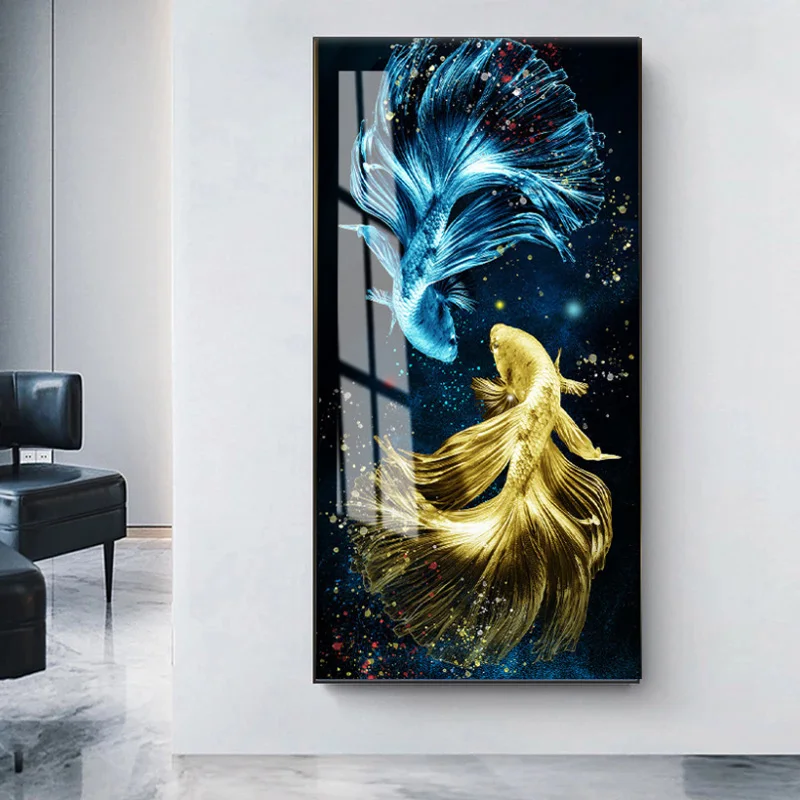Настенная живопись Koi Fish Feng Shui современные плакаты и принты на холсте с лотосом
