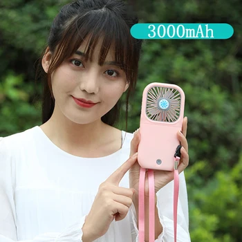 

Handheld Travel Air Conditioner Cooler 3000mAh USB Hanging Neck Folding Mini Pocket Fan for Outdoor Travel Office