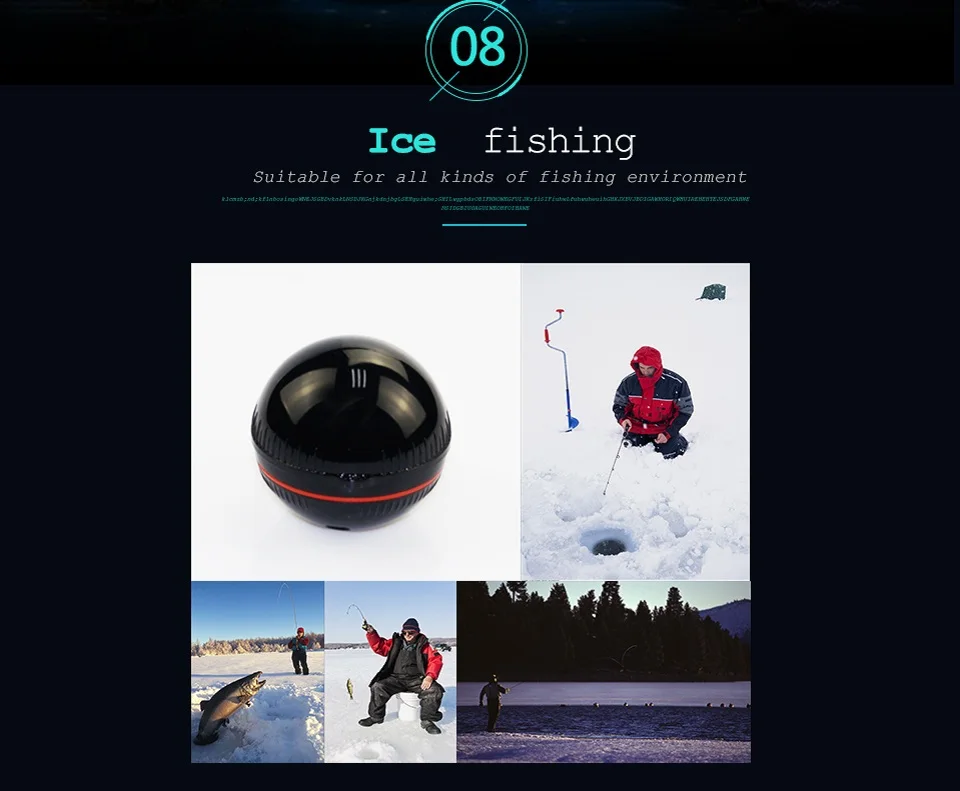 Inventor de Peixes sem Fio Portátil sem Fio Compatível com Ios Android para Dock Inteligente Sonar Fishfinder Shore Barco Pesca no Gelo Lâmpada & 13 Inventor de peixes sem fio inteligente portátil