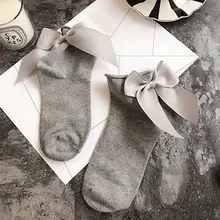 Женские модные носки Харадзюку уличный стиль хлопковые носки до щиколотки с бантом