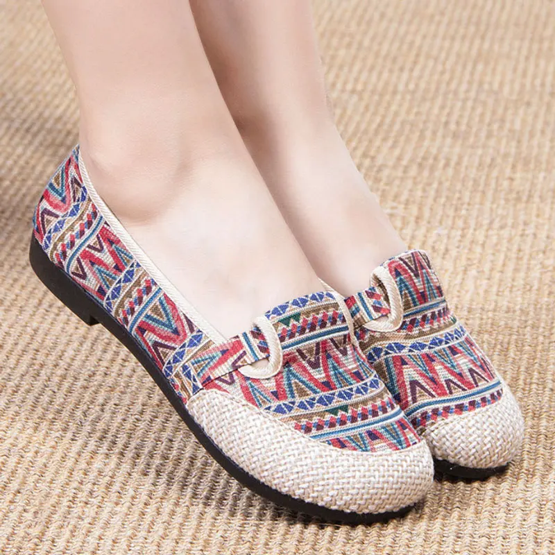 

New Women's Loafers Ladies Ballet Flats Folk-custom Espadrilles Slip-on Shoes Comfort Female Soft Waliking Shoes